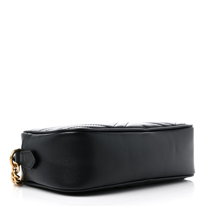 Gucci Calfskin Matelasse Small GG Marmont Chain Shoulder Bag Black 4 of 12