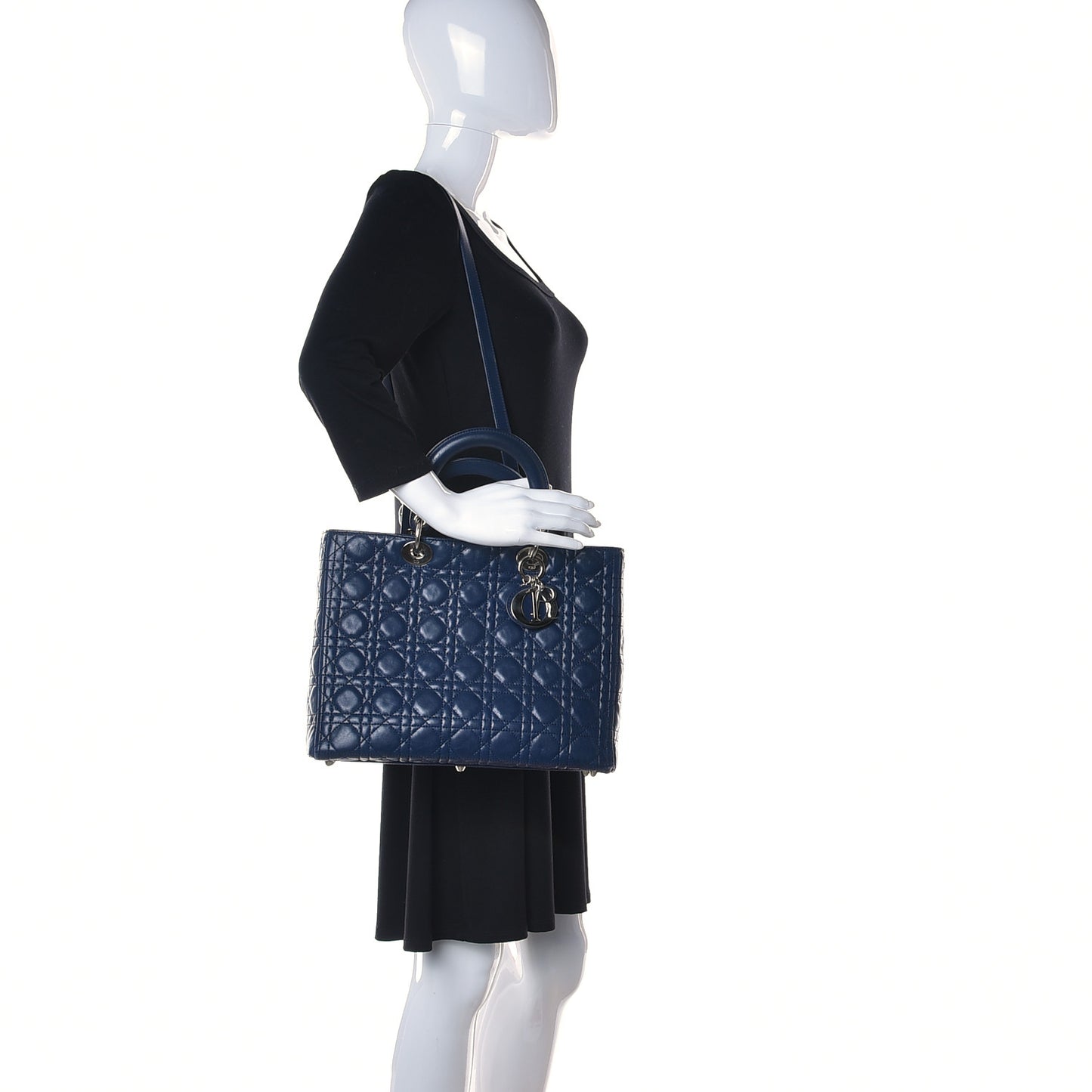 Lambskin Cannage Large Lady Dior Blue