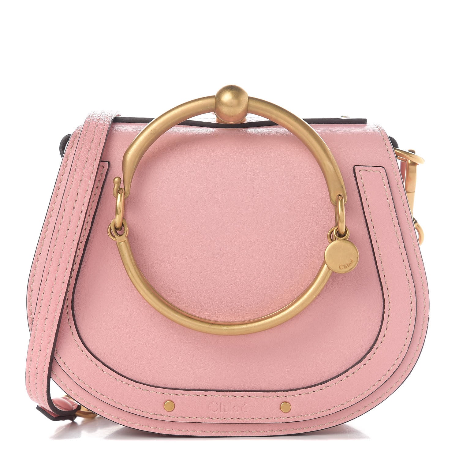 Chloe Calfskin Suede Small Nile Bracelet Bag Washed Pink 1 of 12