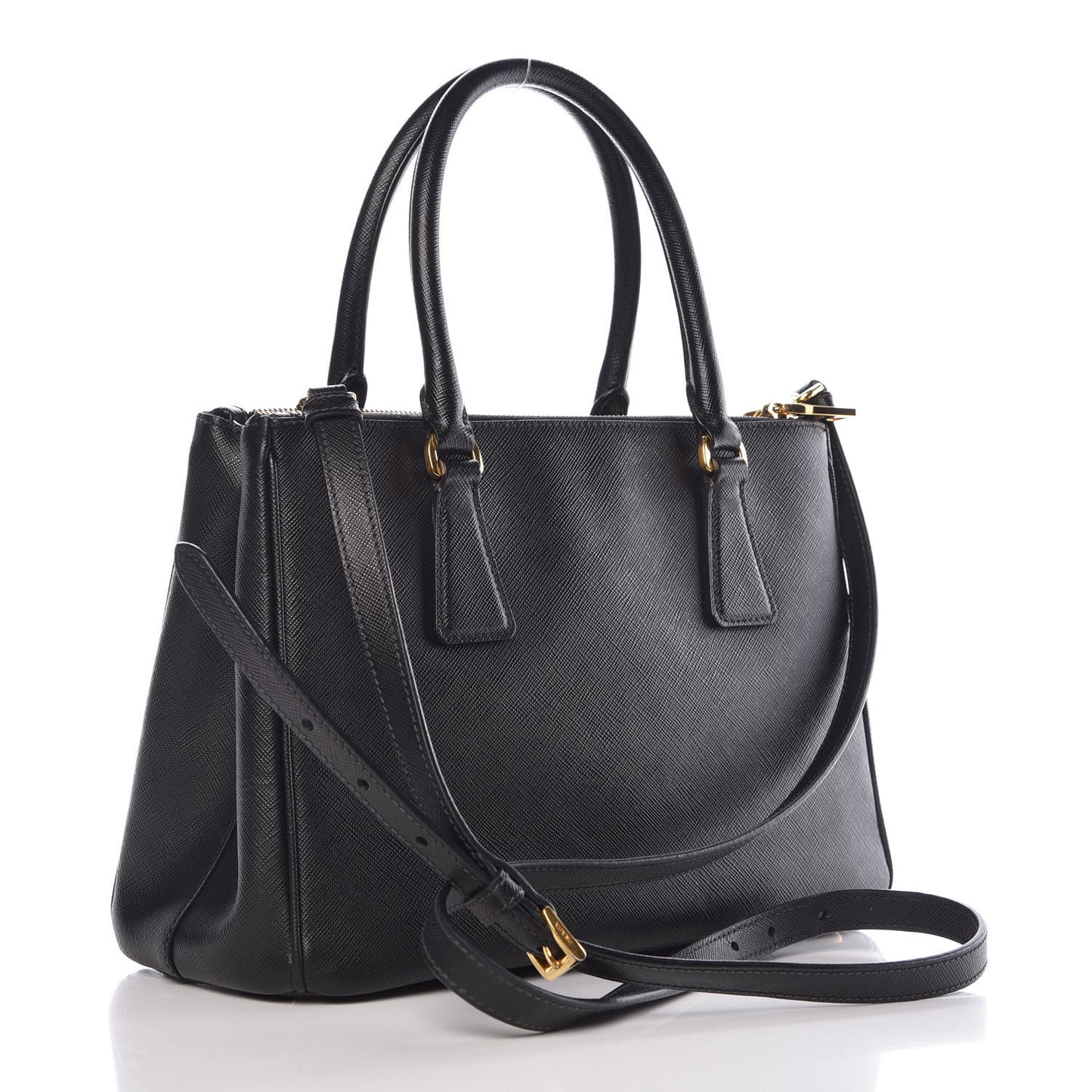 Saffiano Small Galleria Double Zip Tote Black