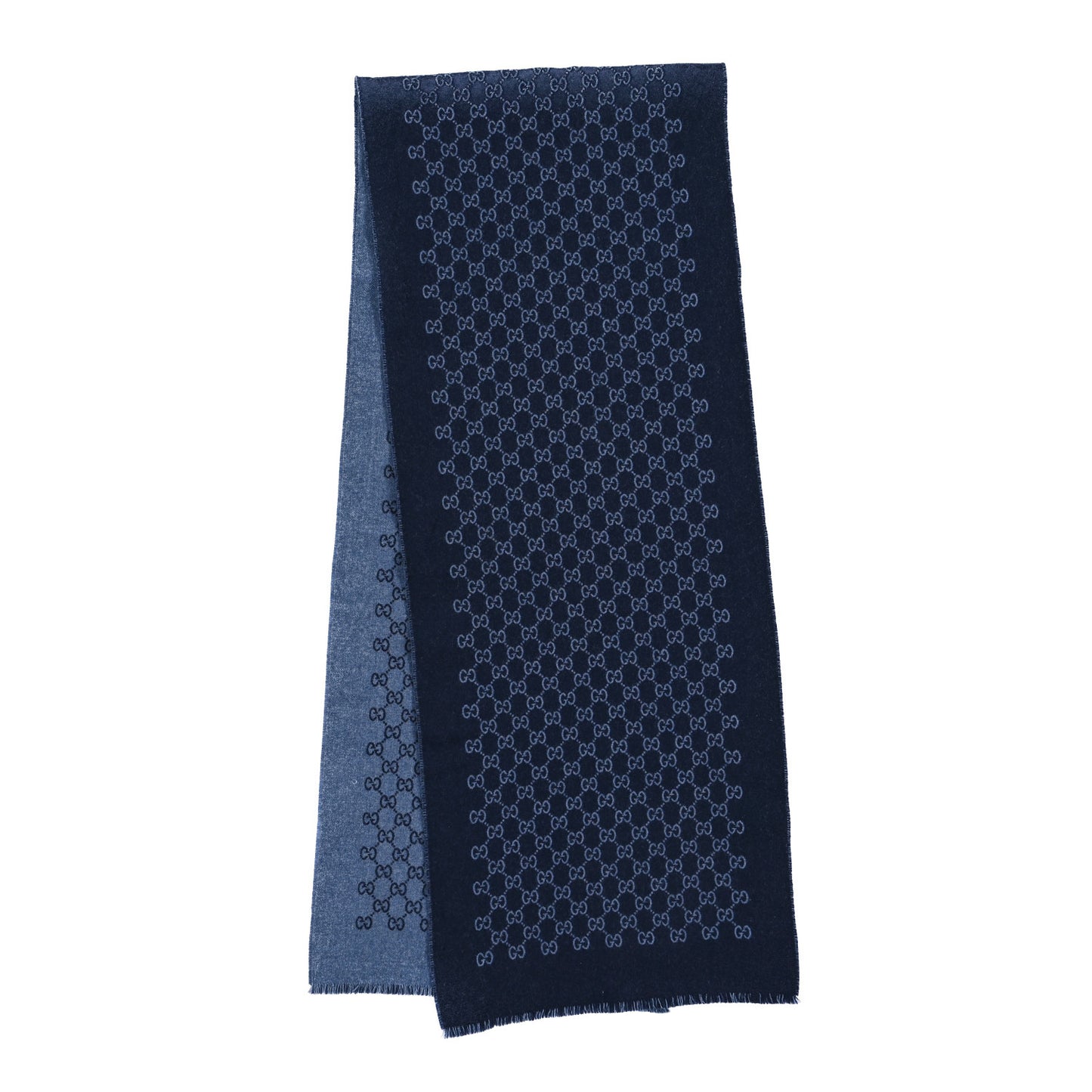 Wool GG Monogram Sogi Fringe Scarf Periwinkle Sky Blue