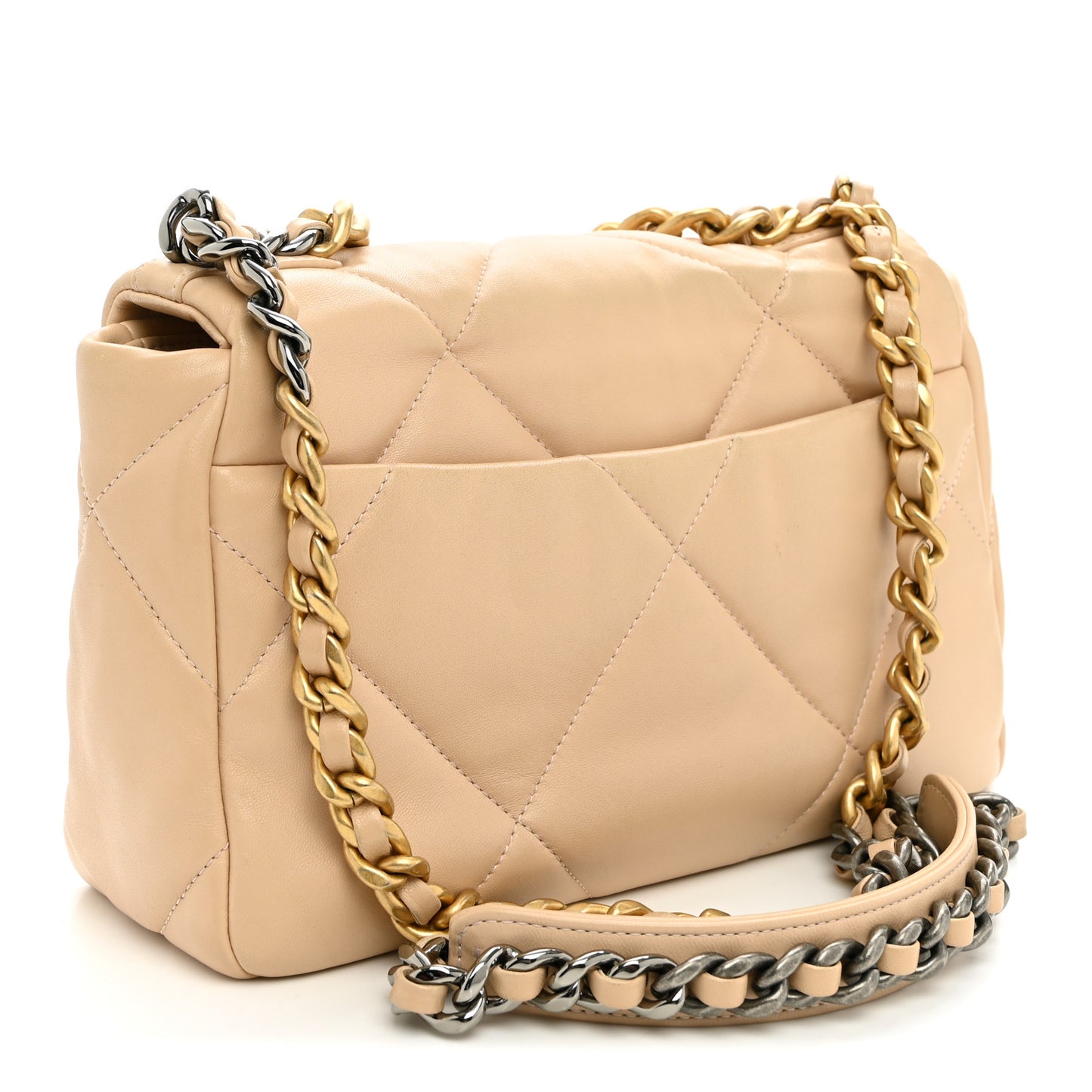 Lambskin Quilted Medium Chanel 19 Flap Light Beige
