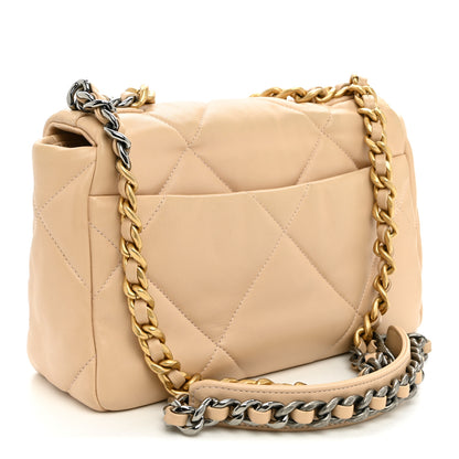 Chanel Lambskin Quilted Medium Chanel 19 Flap Light Beige 2 of 11