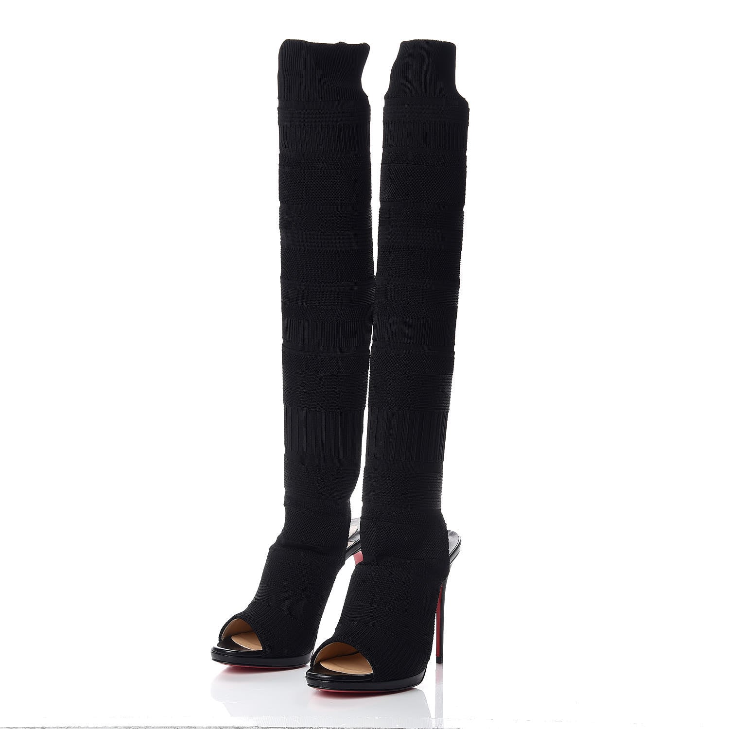 Christian Louboutin Maille Tricot Nappa Cheminetta 120 Tall Sock Boots 38 Black 3 of 8