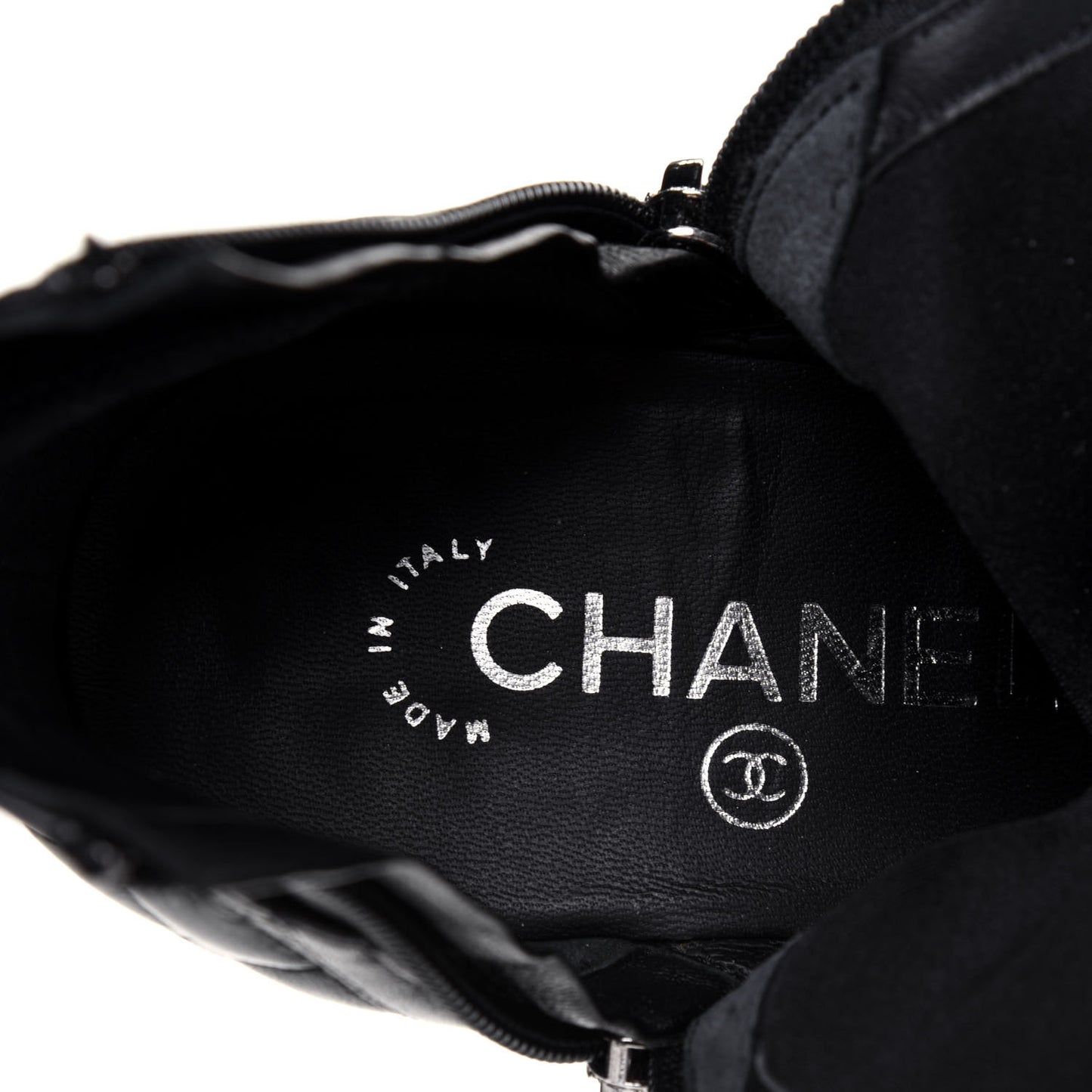 Lambskin Quilted CC Booties 39 Black