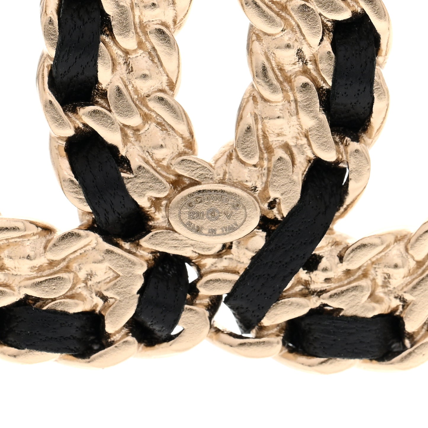 Lambskin Crystal Vintage Allure CC Chain Brooch Black Gold