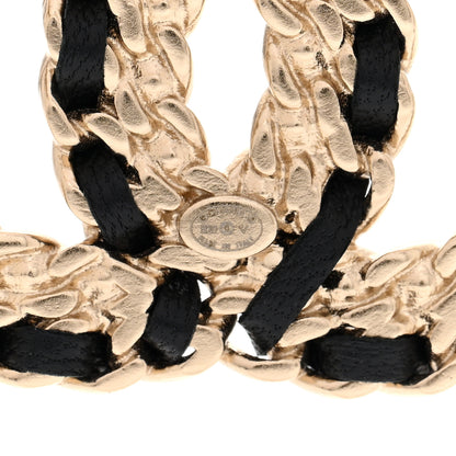 Chanel Lambskin Crystal Vintage Allure CC Chain Brooch Black Gold 4 of 5