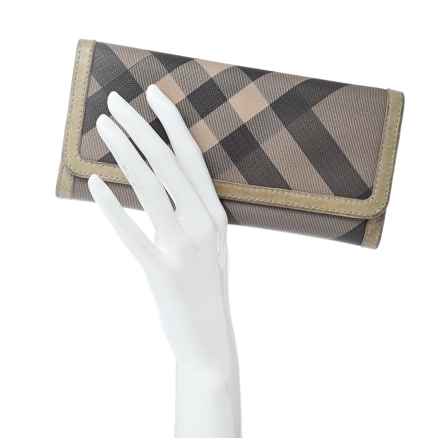 Burberry Smoked Check Continental Wallet Trench 2 of 16