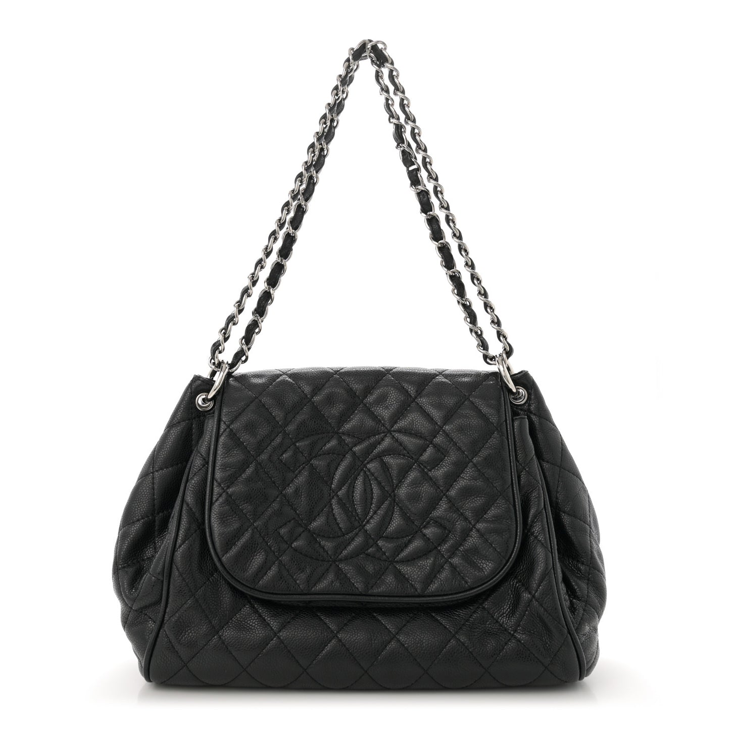 Caviar Quilted Timeless Accordion Flap Black