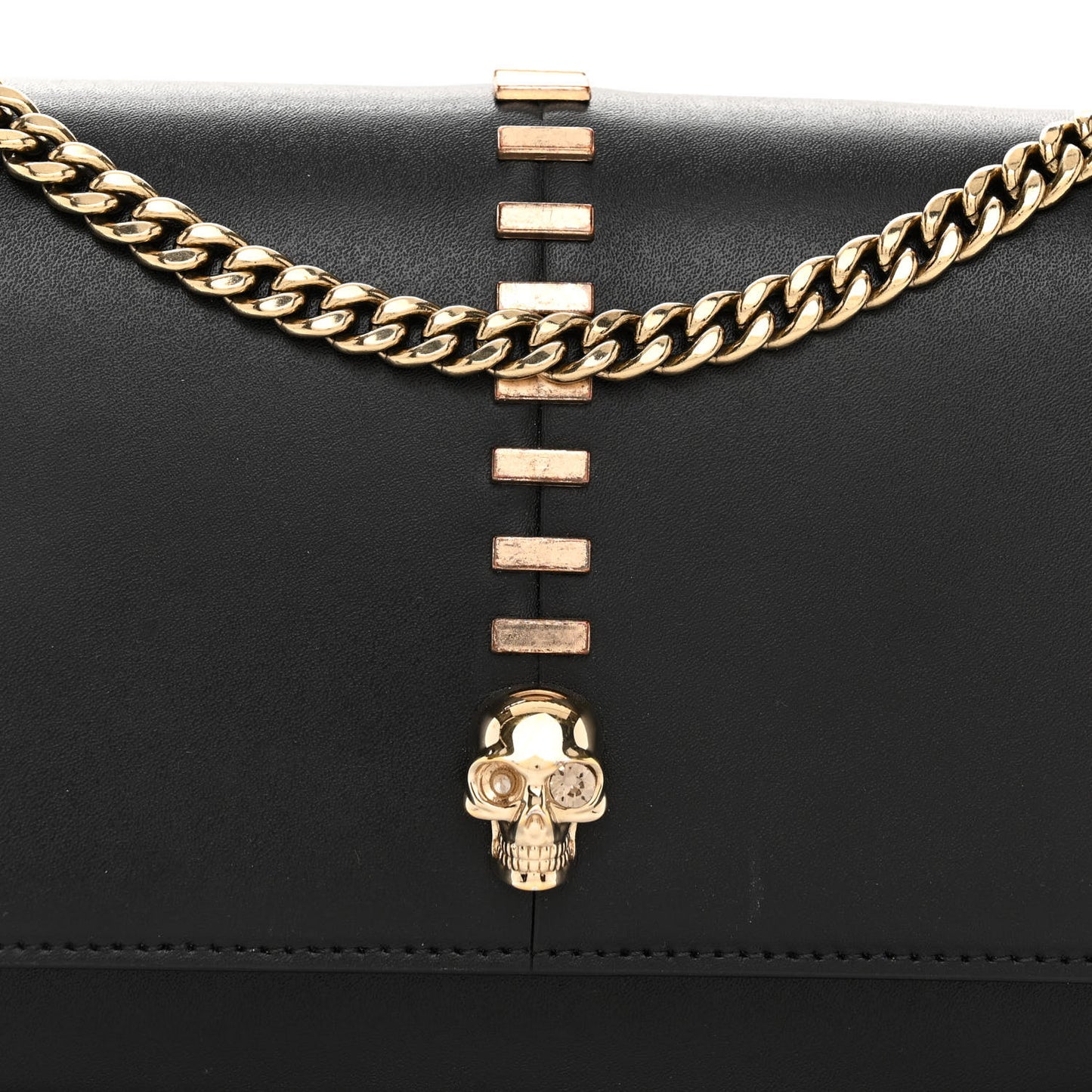 Calfskin Embellished Skull Mini Crossbody Bag Black