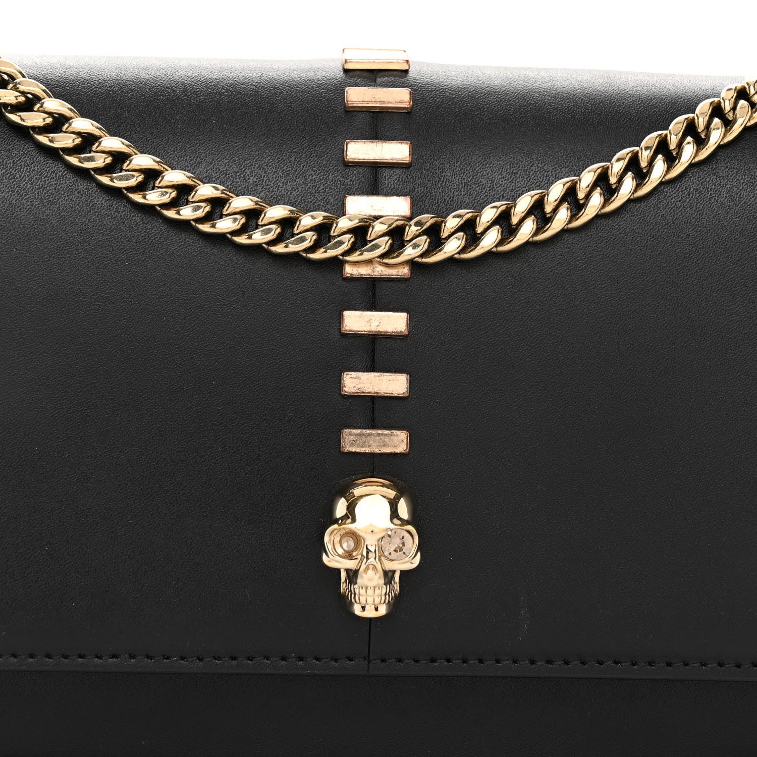 Alexander McQueen Calfskin Embellished Skull Mini Crossbody Bag Black 7 of 10