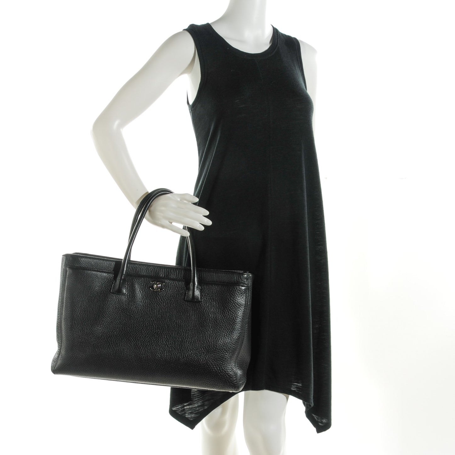 Calfskin Cerf Executive Shopper Tote Black