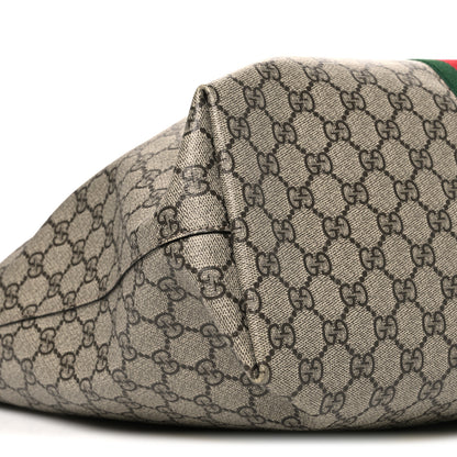 Gucci GG Supreme Monogram Textured Calfskin Web Medium Ophidia Shopping Tote Beige Ebony New Acero 9 of 12