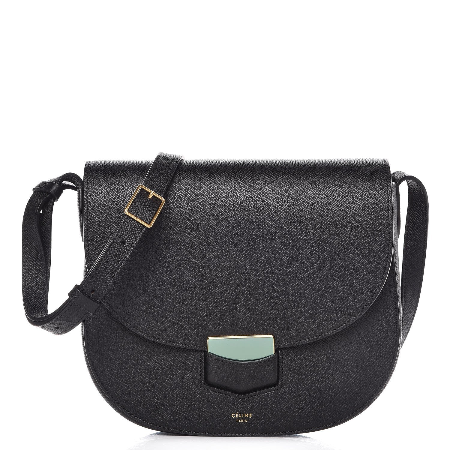 Celine Grained Calfskin Compact Trotteur Black 1 of 9