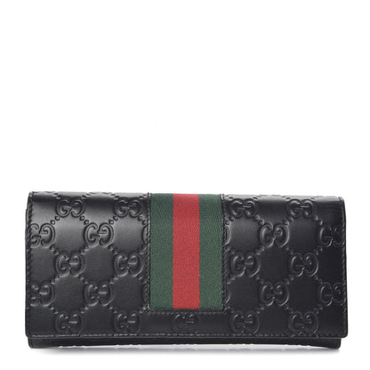Gucci Guccissima Signature Web New Web Continental Wallet Black 1 of 9