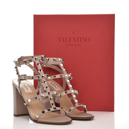 Valentino Garavani Calfskin Rockstud 90mm City Sandals 39.5 Poudre 8 of 8