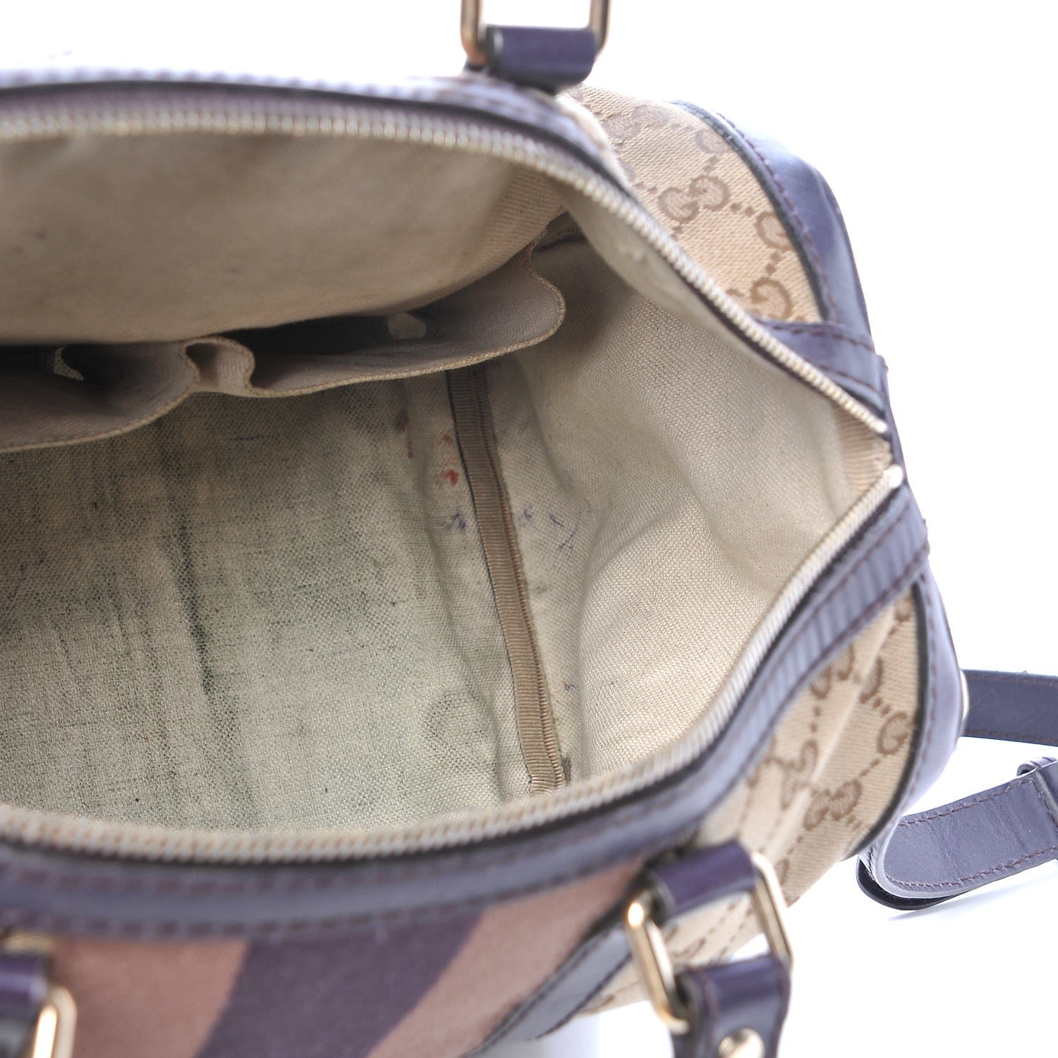 Gucci Monogram Vintage Web Medium Boston Dark Purple 10 of 19