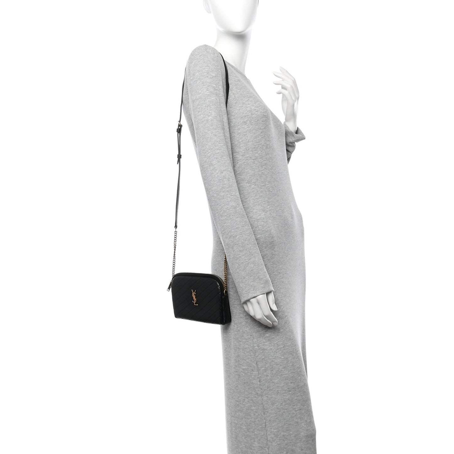 Lambskin Quilted Gaby Zipped Pouch Black