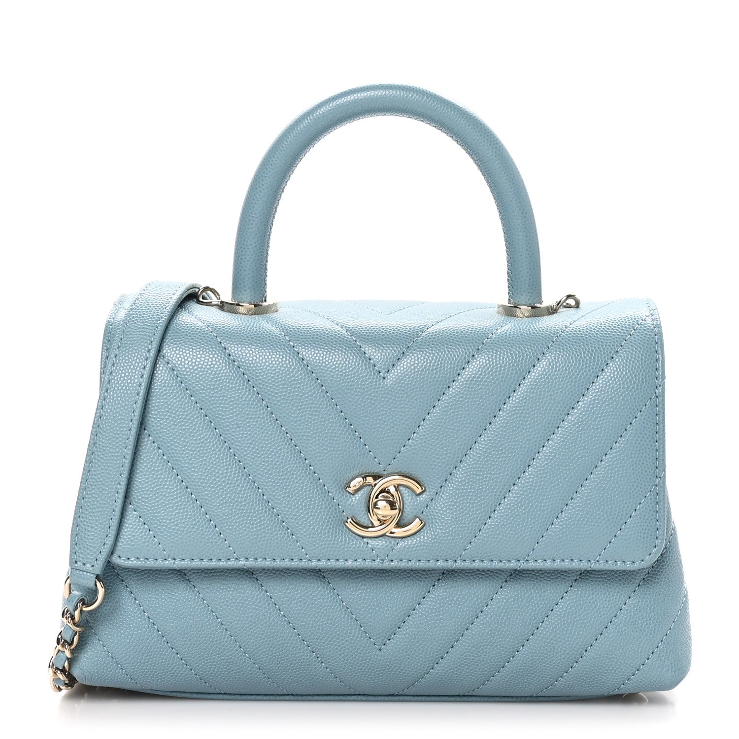 Chanel Caviar Chevron Quilted Mini Coco Handle Flap 1 of 11