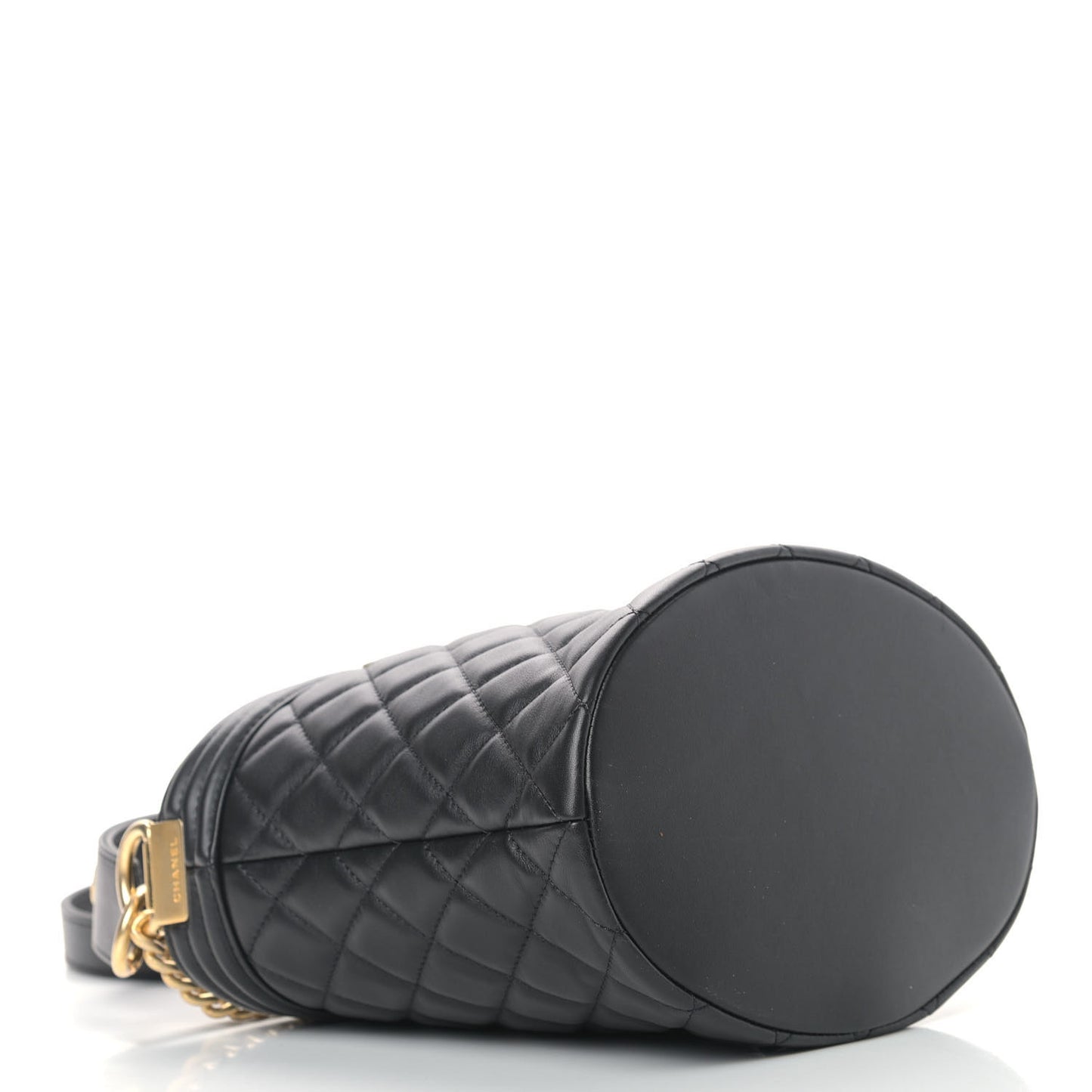 Calfskin Quilted Boy Bucket Bag Black