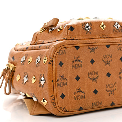 MCM Visetos Studded Small Stark Backpack Cognac 9 of 10
