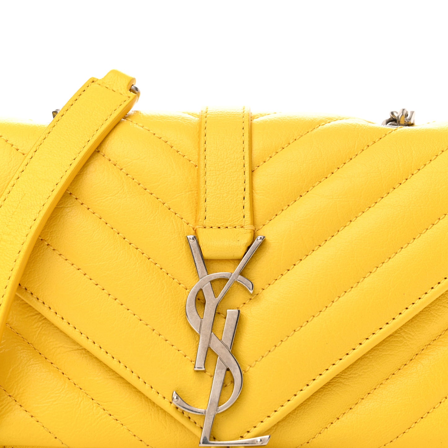 Calfskin Matelasse Chevron Monogram Classic Baby Chain Bag Jaune