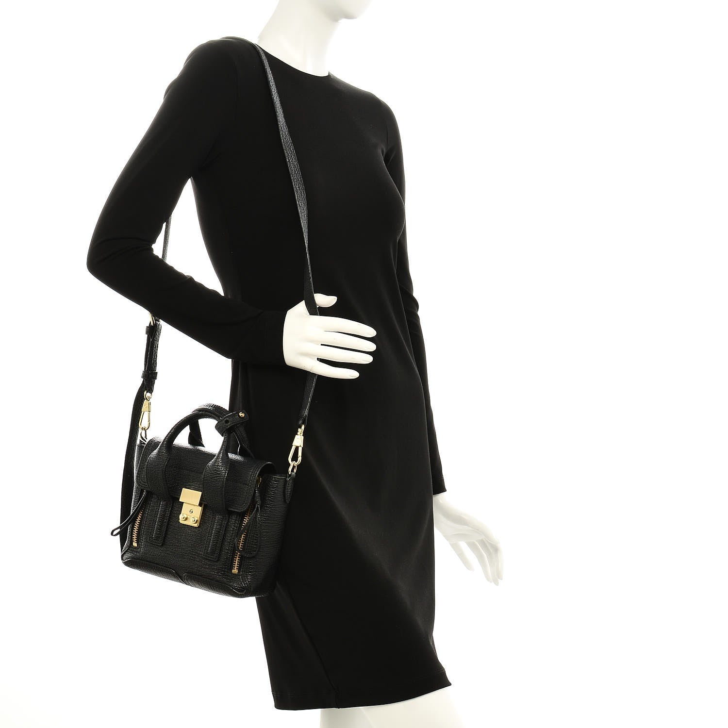 3.1 Phillip Lim 3.1 Textured Calfskin Mini Pashli Satchel Black 2 of 7