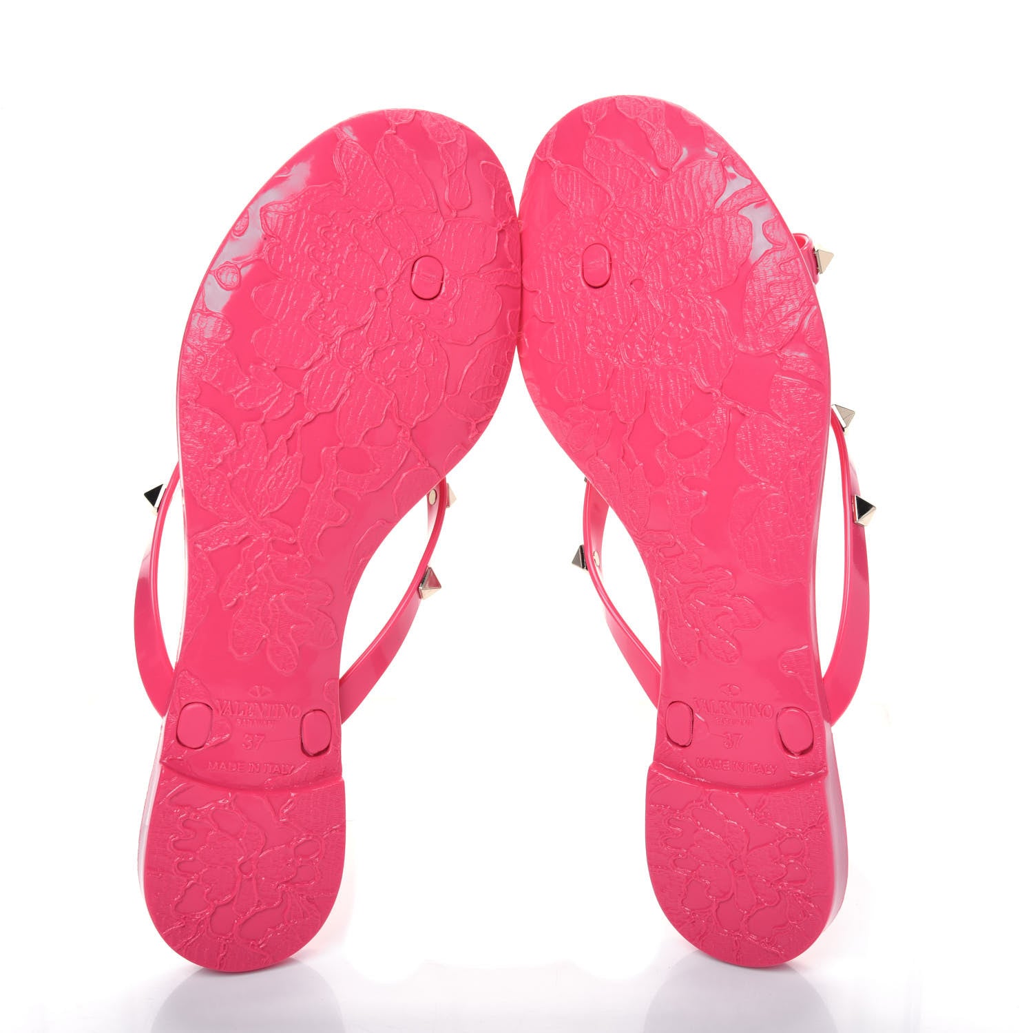 Valentino Garavani PVC Jelly Rockstud Bow Thong Sandals 37 Pink 5 of 9