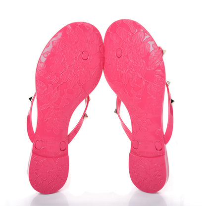 Valentino Garavani PVC Jelly Rockstud Bow Thong Sandals 37 Pink 5 of 9