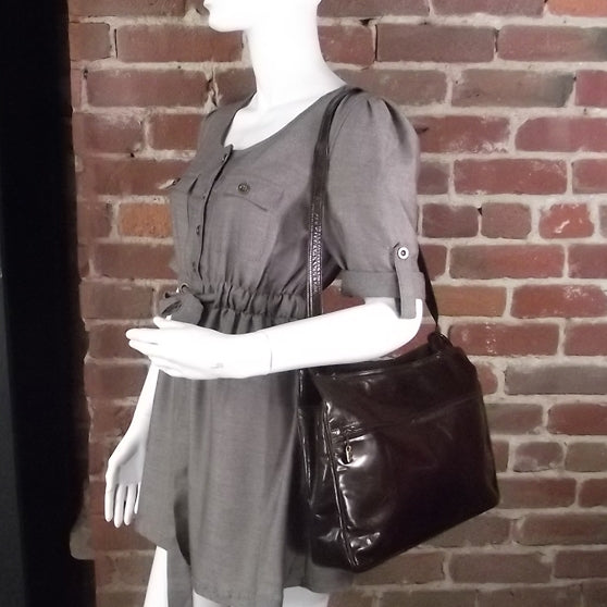 Vintage Leather Shoulder Bag Dark Brown
