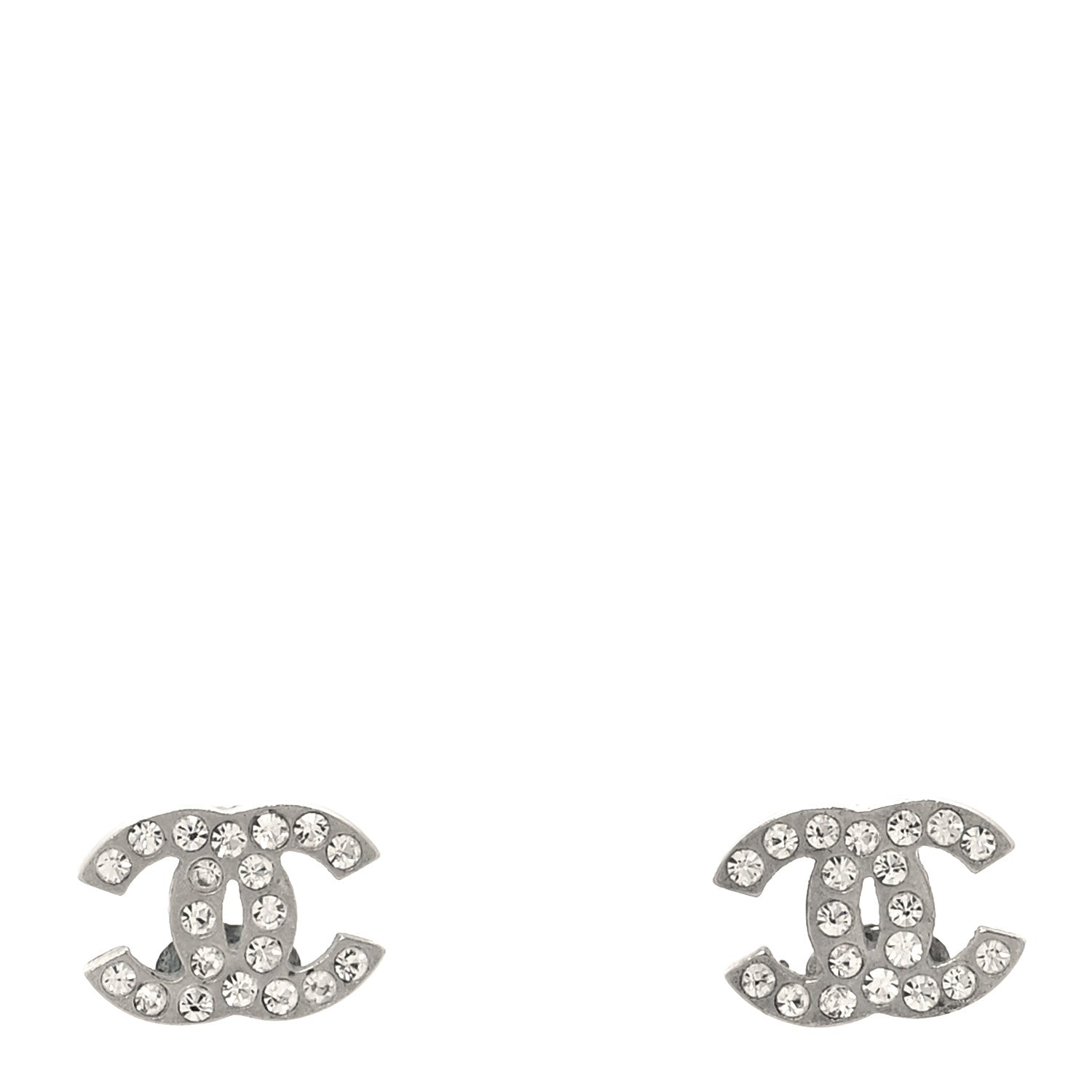 Chanel Crystal Mini Timeless CC Earrings Silver 1 of 5