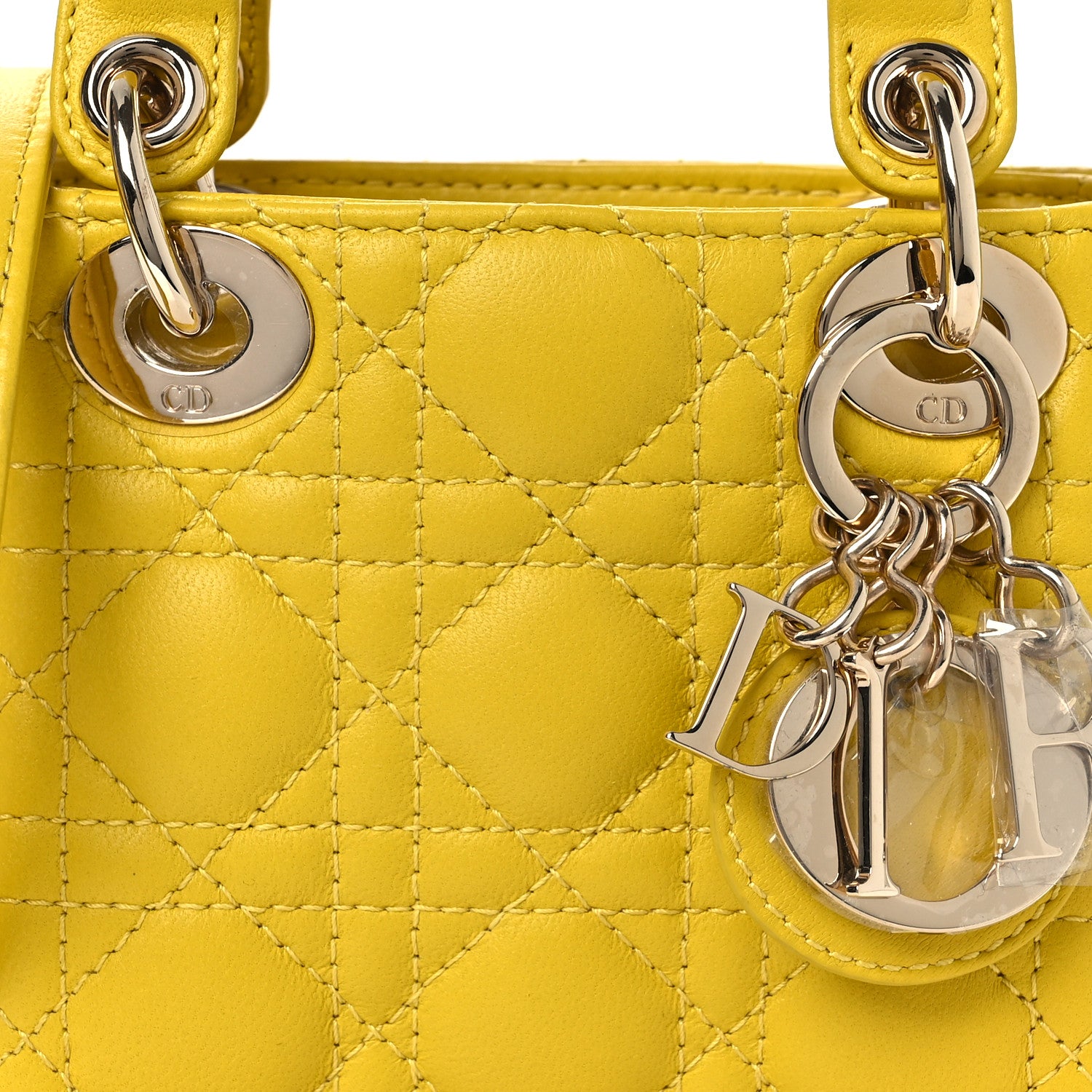 Christian Dior Lambskin Cannage Micro Lady Dior Yellow 1842266