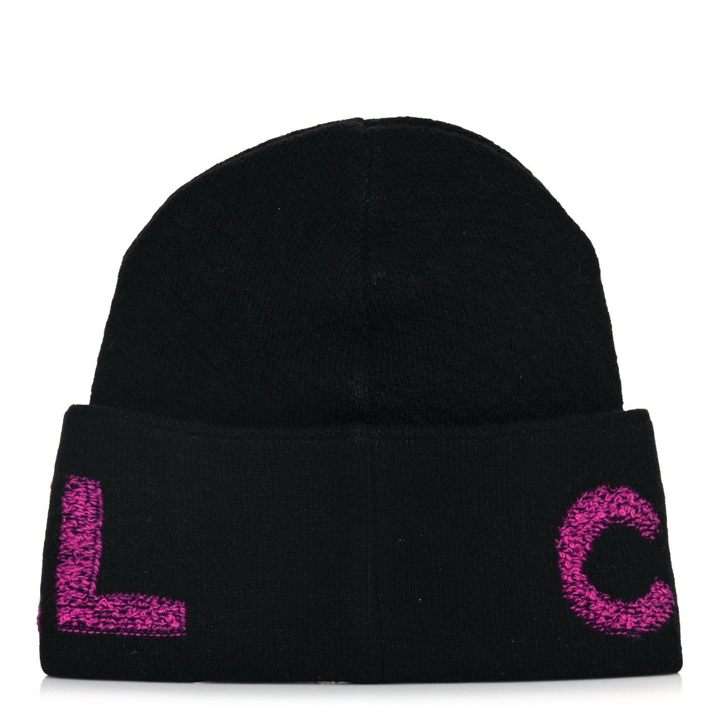 Cashmere Logo Beanie Hat Black Fuchsia