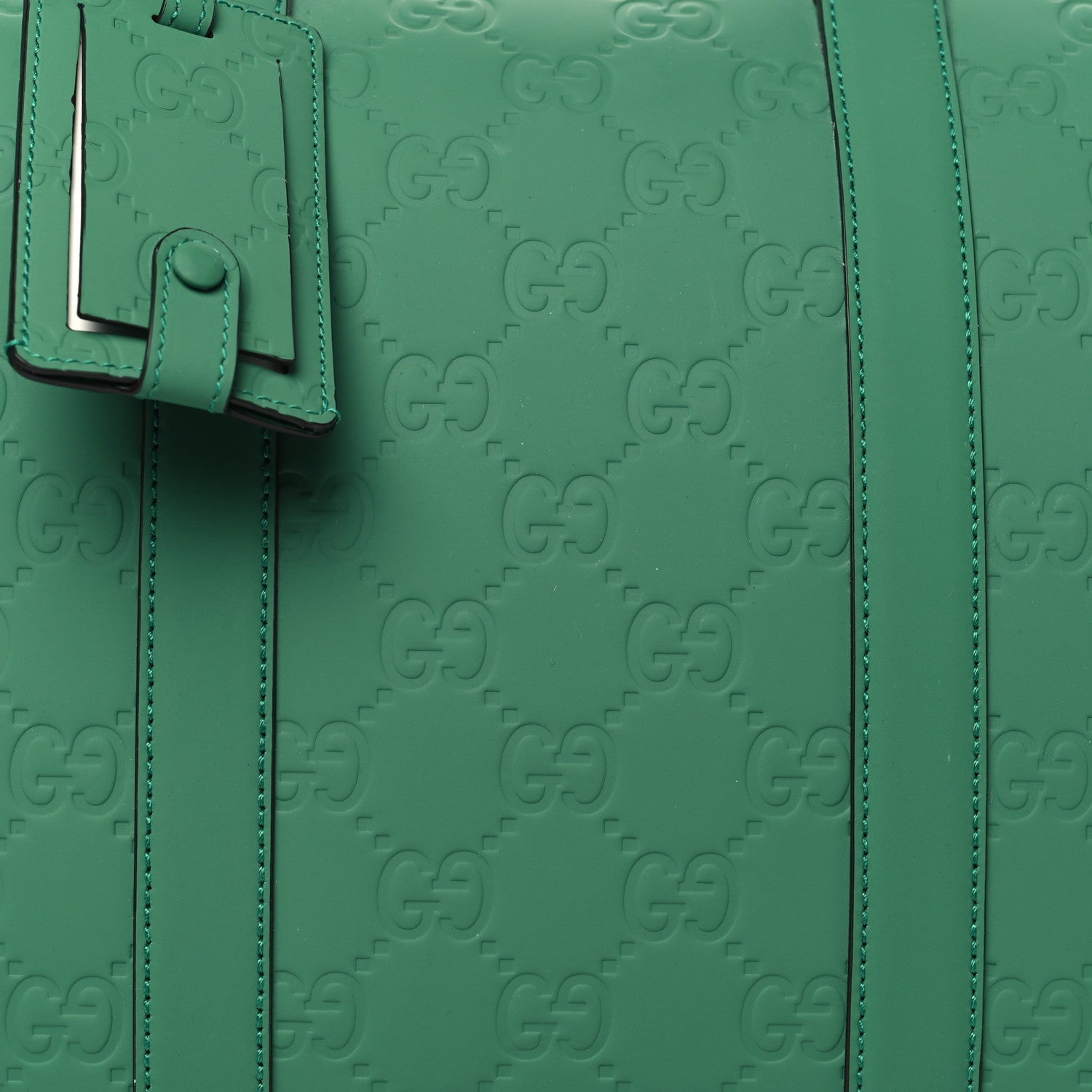 Gucci Rubber Effect GG Embossed Duffle Bag New Shamarock 7 of 9