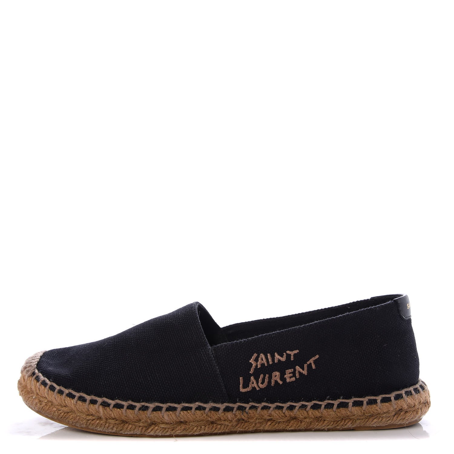 Saint Laurent Canvas Nappa Elba Light Logo Embroidered Espadrilles 38 Black 1 of 9