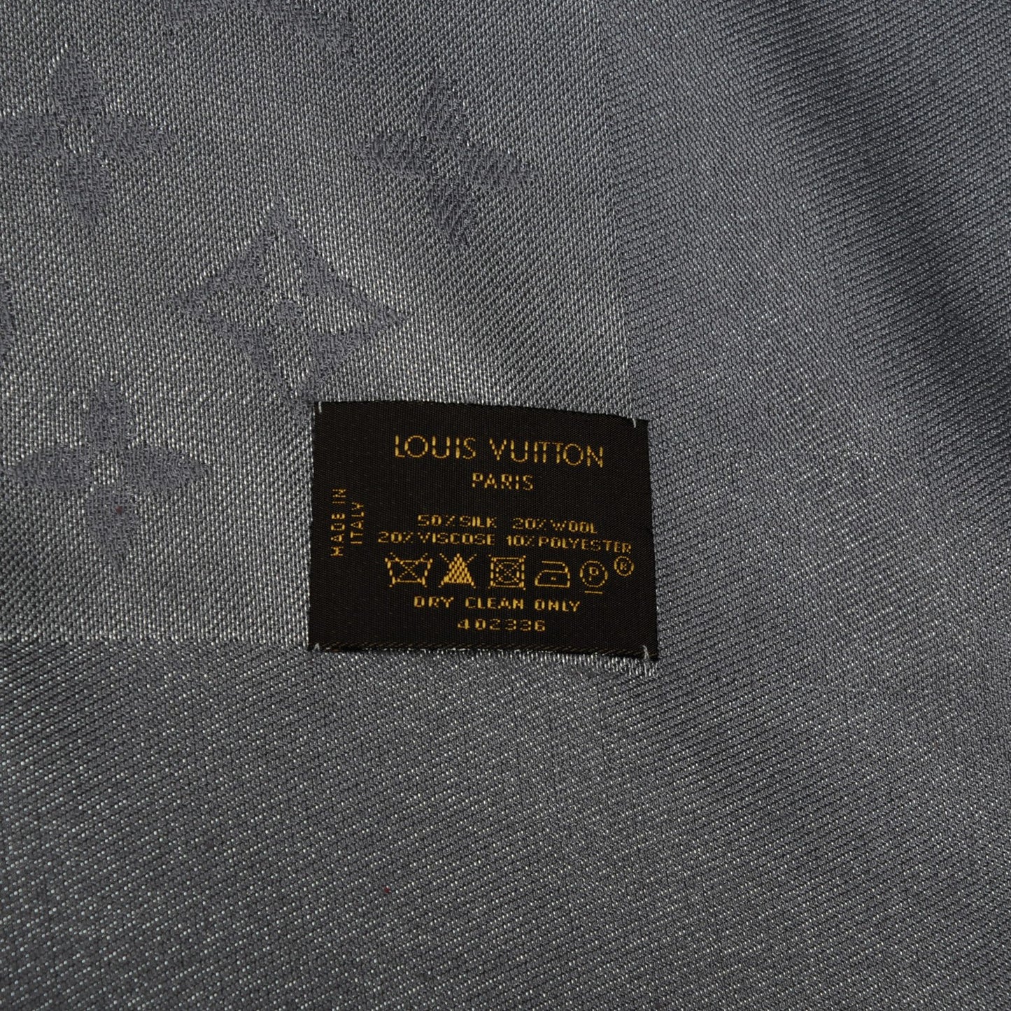 Silk Lurex Wool Monogram Shine Shawl Pearl Grey