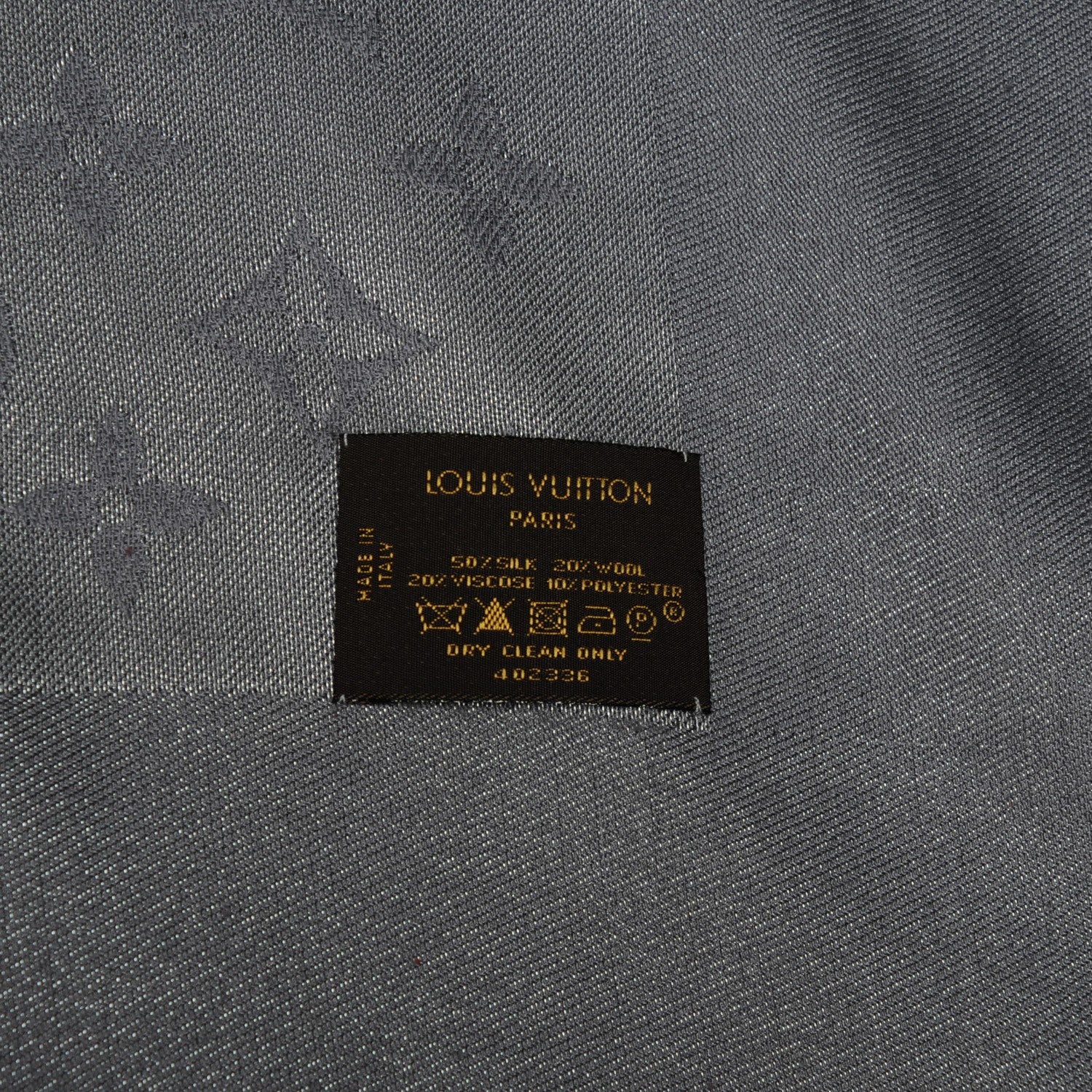 Louis Vuitton Silk Lurex Wool Monogram Shine Shawl Pearl Grey 5 of 8