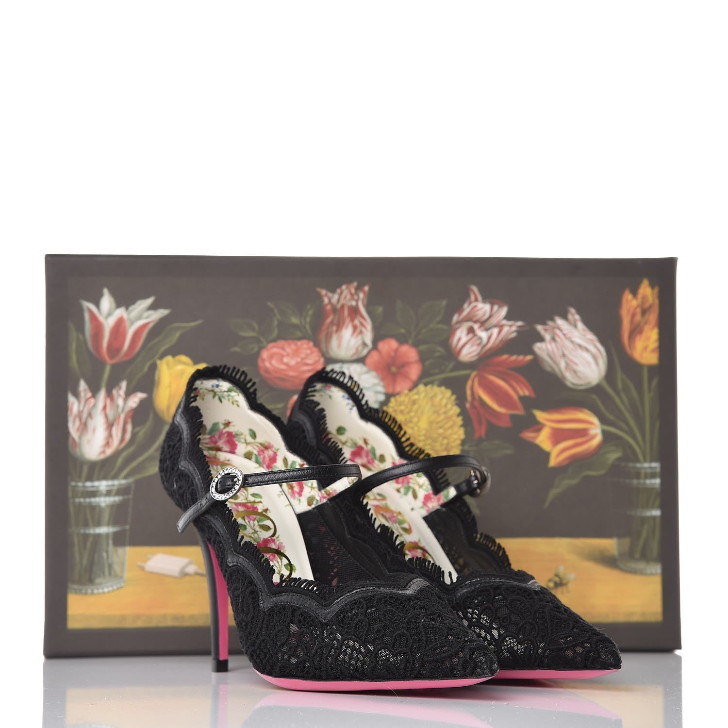 Gucci Lace Pizzo Venice Pumps 36 Black 8 of 8