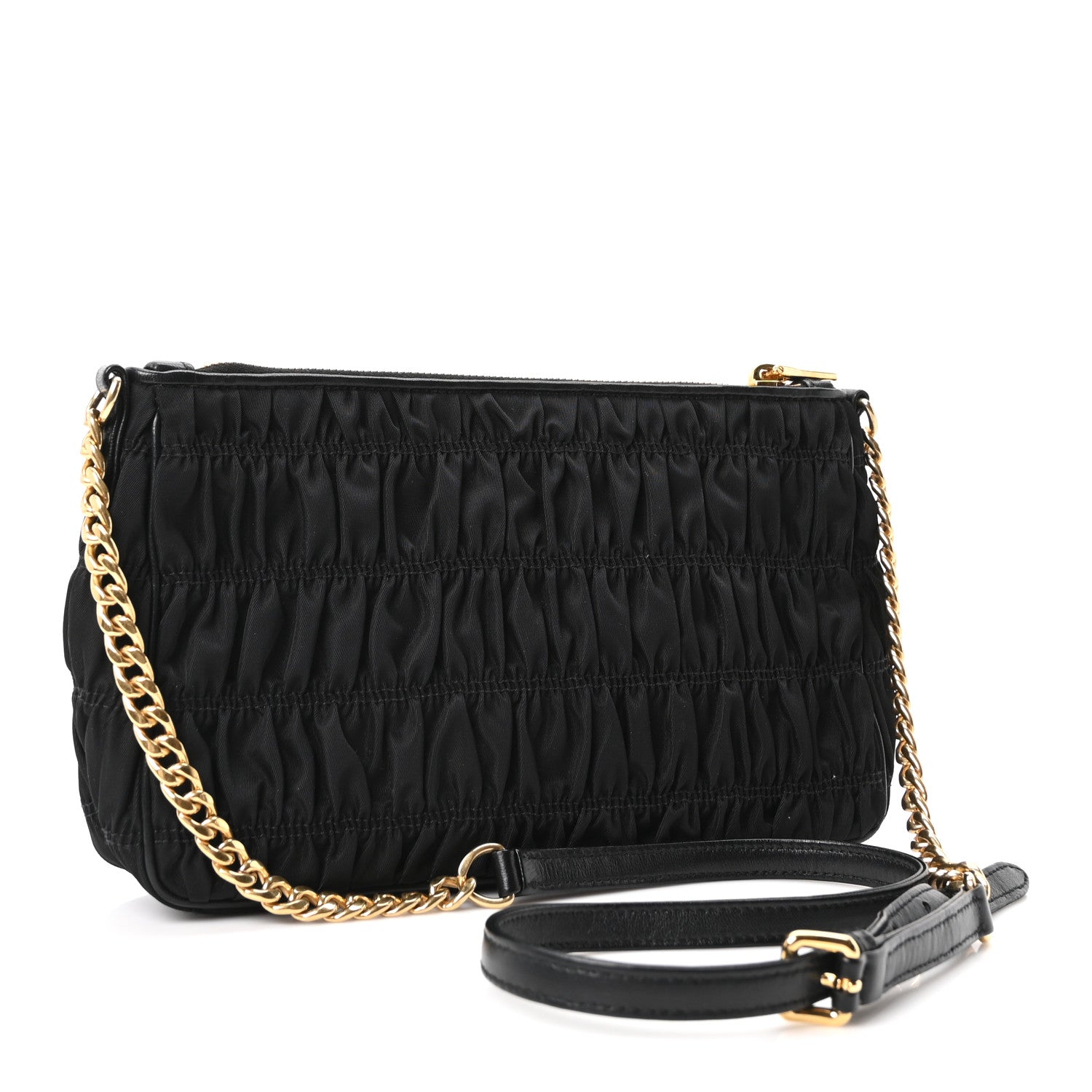 Prada Tessuto Nylon Gaufre Shoulder Bag Black 3 of 10