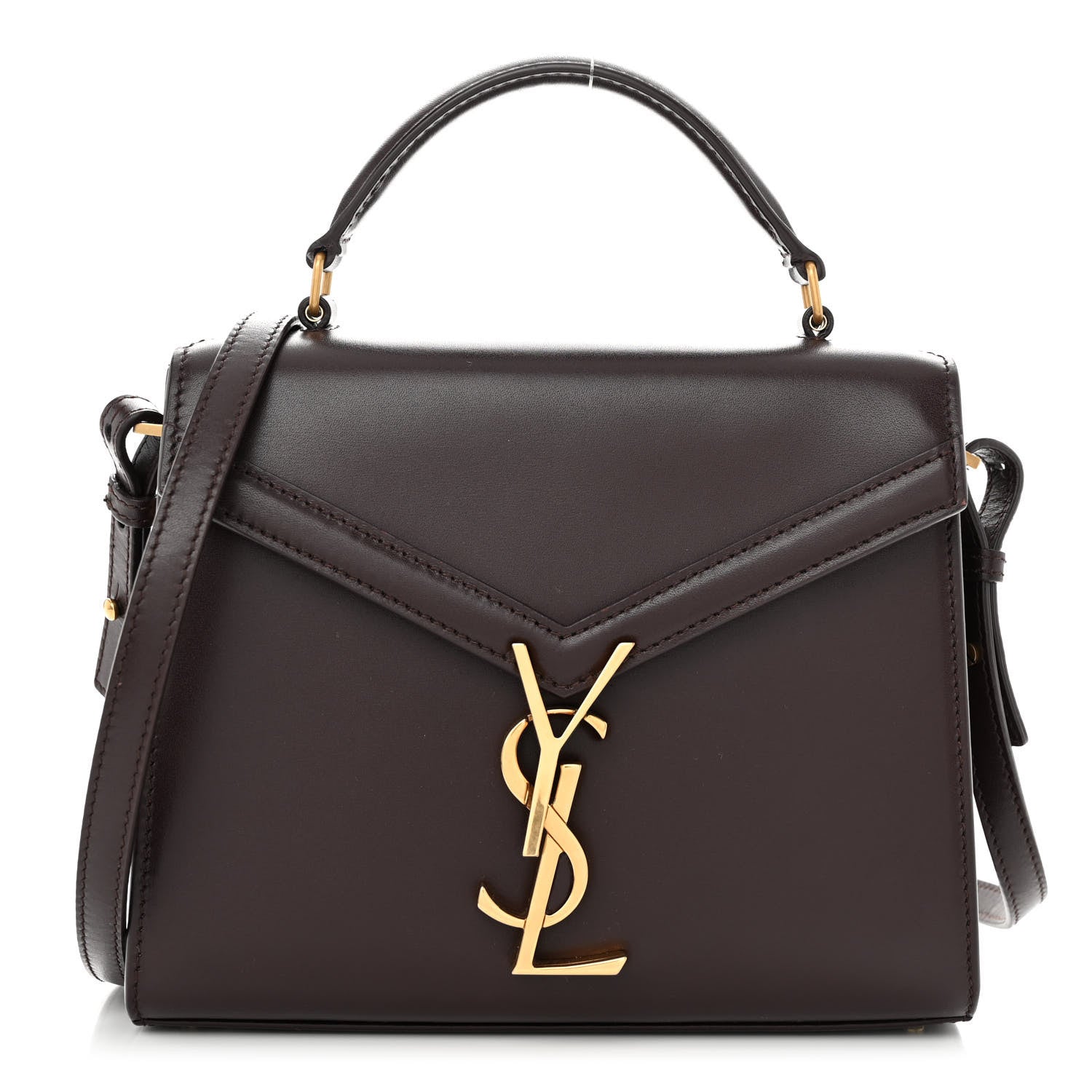 Saint Laurent SAINT LAURENT Calfskin Mini Classic Monogram Cassandra Top Handle Rouge Legion 1 of 8