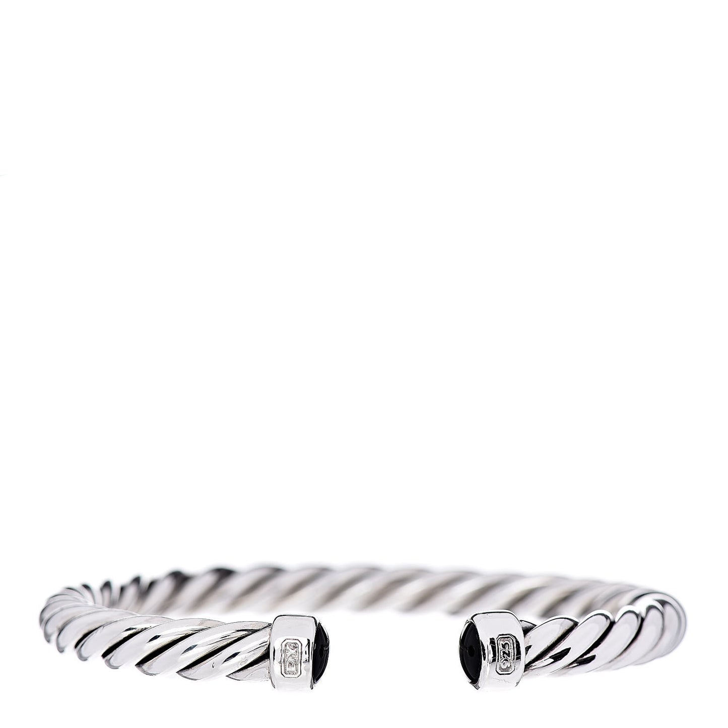 Sterling Silver Black Onyx Cable Classic Cuff Bracelet
