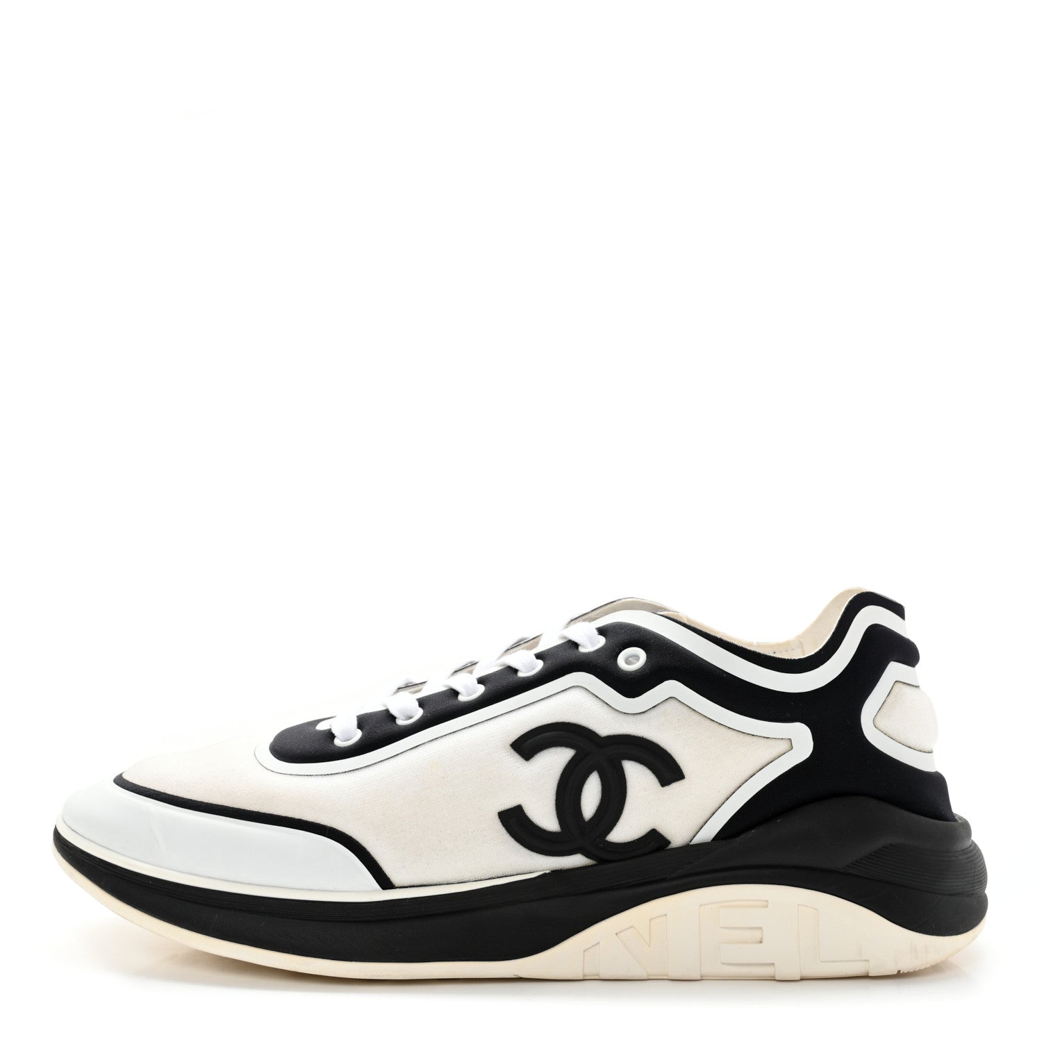 Chanel Mesh Lycra Thermoplastic Mens Sneakers 45 White Black 1 of 11