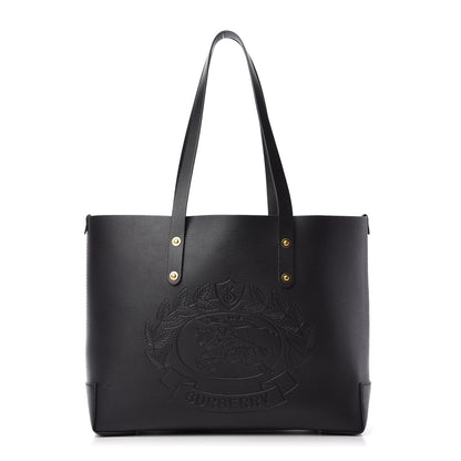 Burberry Calfskin Crest Embossed Small Tote Black 1 of 9