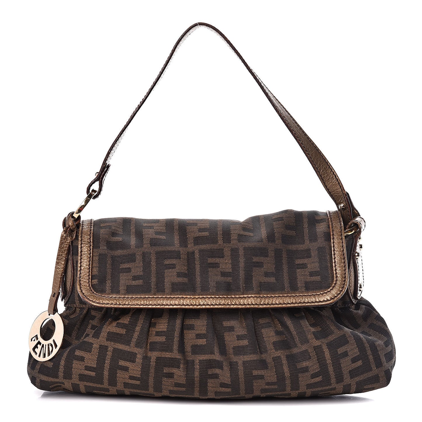 Zucca Laminated Vachetta Small Chef Shoulder Bag Tobacco Bronzo