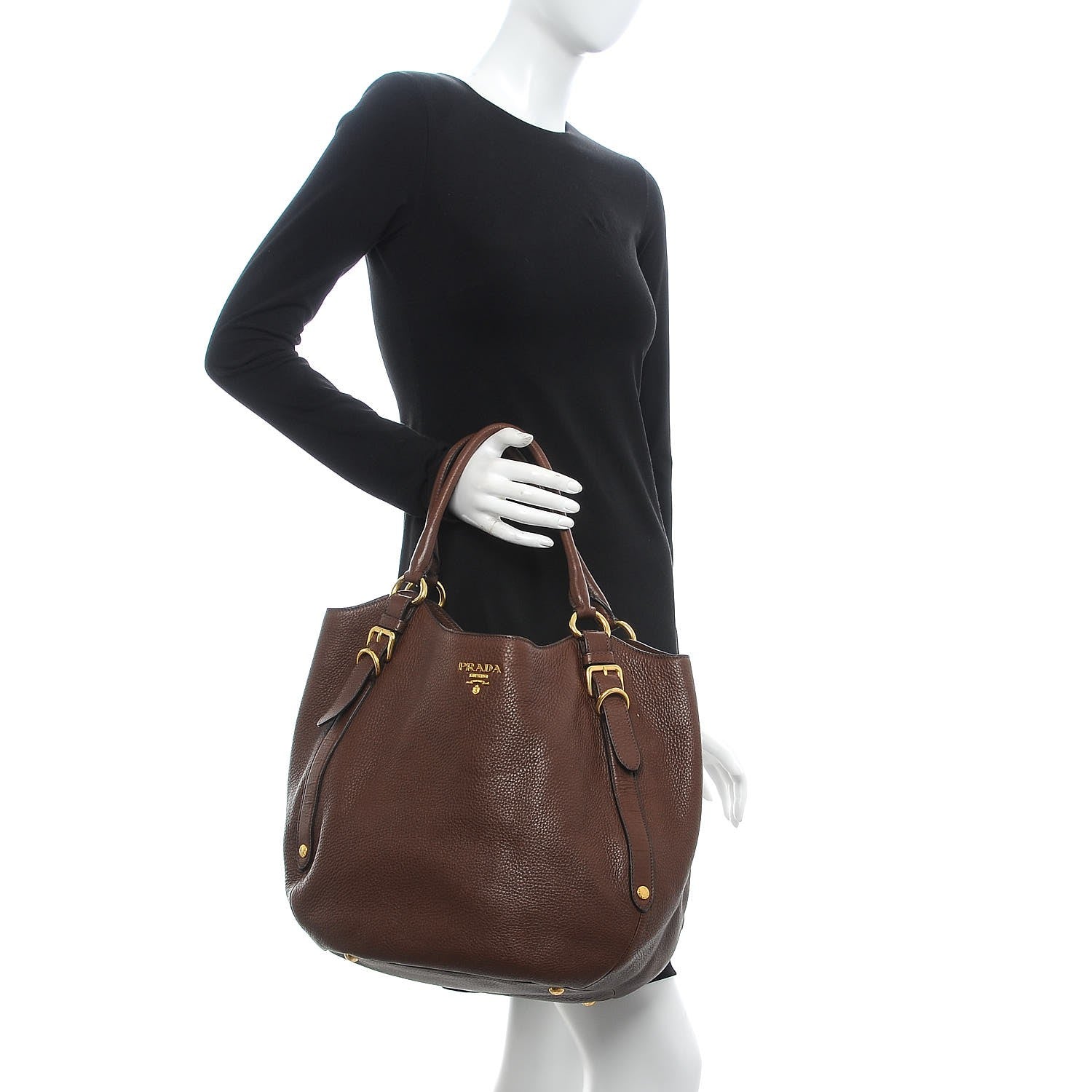 Prada Vitello Daino Tote Palissandro 2 of 9