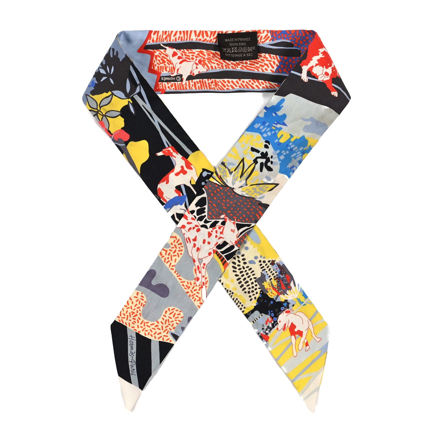 Hermes Silk En Liberte Twilly Ebene Jaune Bleu 1 of 3