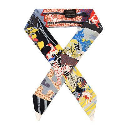 Hermes Silk En Liberte Twilly Ebene Jaune Bleu 1 of 3