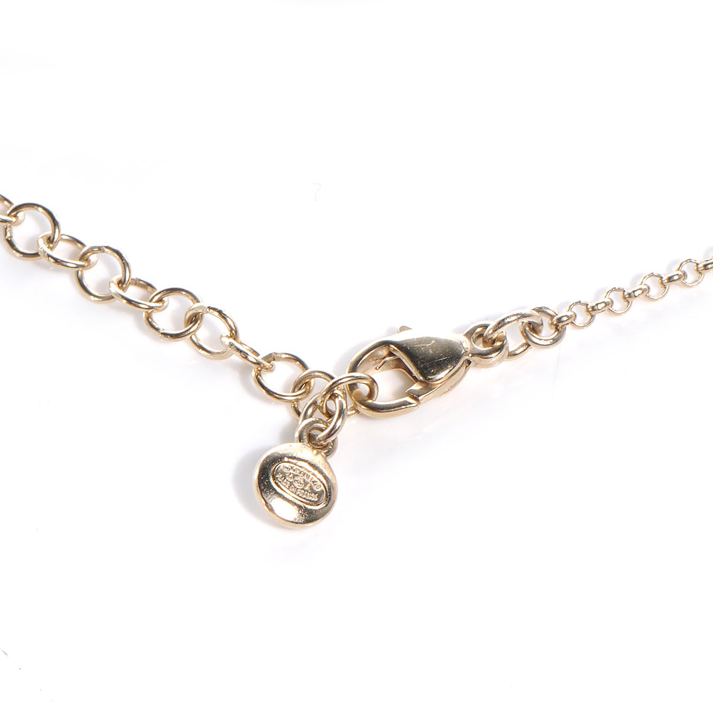 Pearl Crystal CC Ribbon Necklace Gold