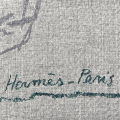 Hermes Cashmere Silk Pirouette au Galop Shawl 140 Gris Chine Prune Vert 3 of 5