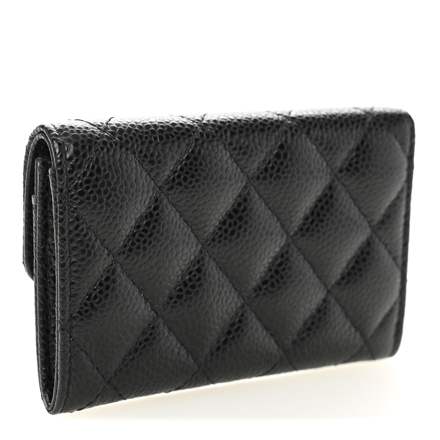 Caviar Quilted Flap Card Holder Black